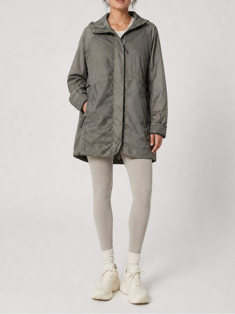 Lululemon Lab Gray Hooded Jacket Size 4 Lightweight Coat Adjustable Length